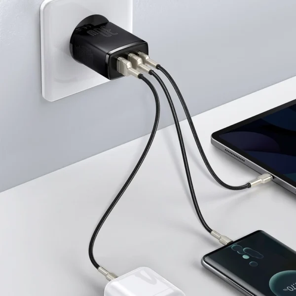 Baseus Compact fast charger 2x USB / USB Type C 30W 3A Power Delivery Quick Charge black (CCXJ-E01)eng