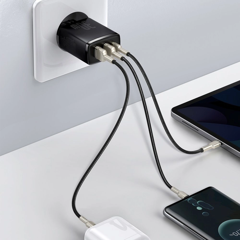 Baseus Compact fast charger 2x USB / USB Type C 30W 3A Power Delivery Quick Charge black (CCXJ-E01)eng