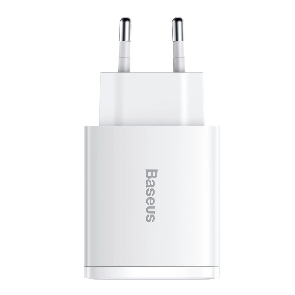 Baseus Compact fast charger 2x USB / USB Type C 30W 3A Power Delivery Quick Charge white (CCXJ-E02)eng