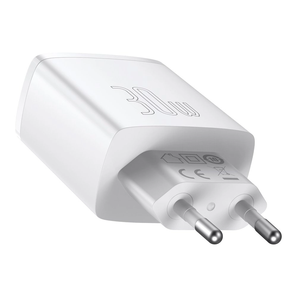 Baseus Compact fast charger 2x USB / USB Type C 30W 3A Power Delivery Quick Charge white (CCXJ-E02)eng