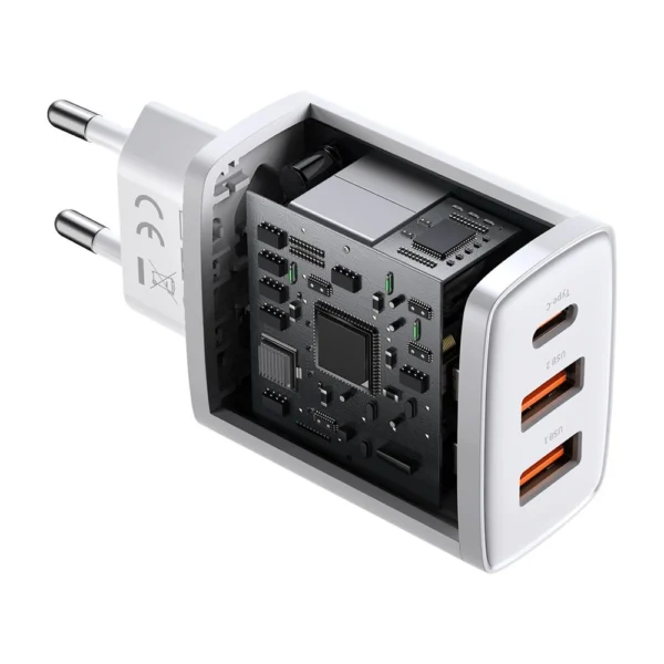 Baseus Compact fast charger 2x USB / USB Type C 30W 3A Power Delivery Quick Charge white (CCXJ-E02)eng