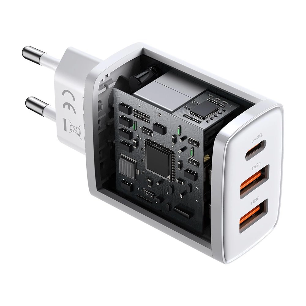 Baseus Compact fast charger 2x USB / USB Type C 30W 3A Power Delivery Quick Charge white (CCXJ-E02)eng