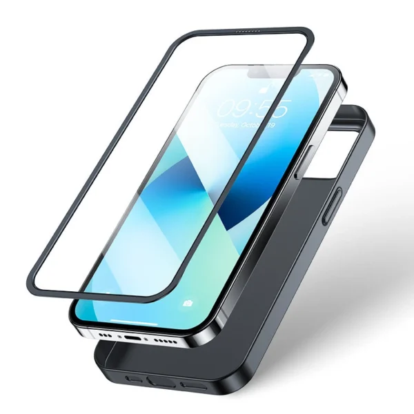 Joyroom 360 Full Case front and back cover for iPhone 13 + tempered glass screen protector black (JR-BP927 black)eng