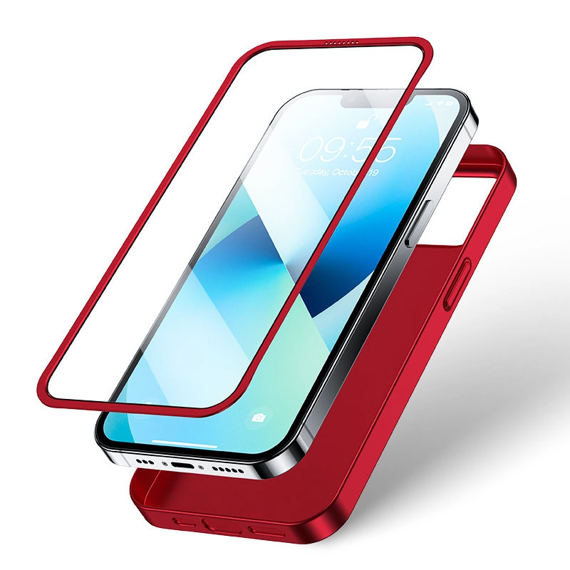 Joyroom 360 Full Case front and back cover for iPhone 13 + tempered glass screen protector red (JR-BP927 red)eng