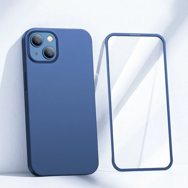 Joyroom 360 Full Case front and back cover for iPhone 13 + tempered glass screen protector blue (JR-BP927 blue)eng