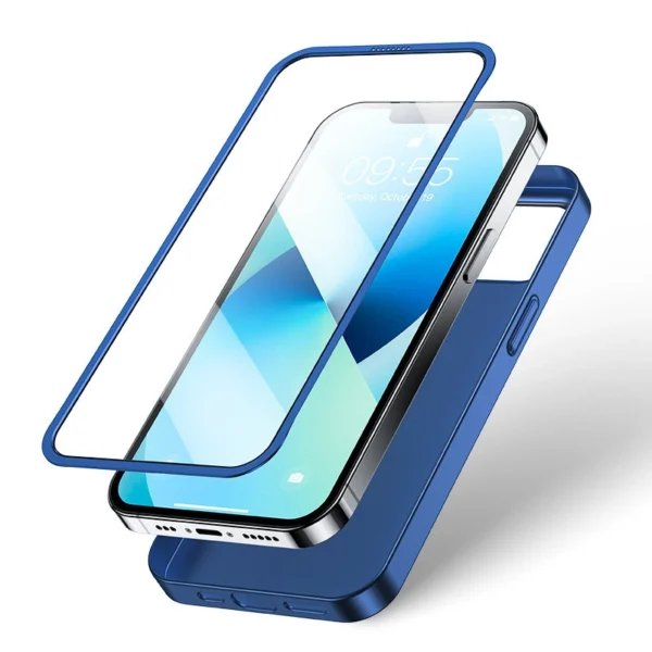 Joyroom 360 Full Case front and back cover for iPhone 13 + tempered glass screen protector blue (JR-BP927 blue)eng