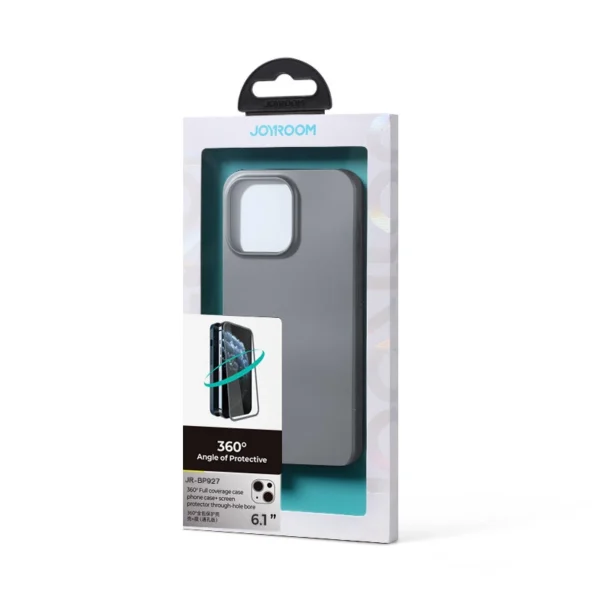 Joyroom 360 Full Case front and back cover for iPhone 13 + tempered glass screen protector grey (JR-BP927 tranish)eng