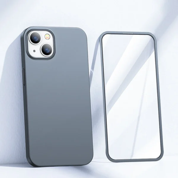 Joyroom 360 Full Case front and back cover for iPhone 13 + tempered glass screen protector grey (JR-BP927 tranish)eng