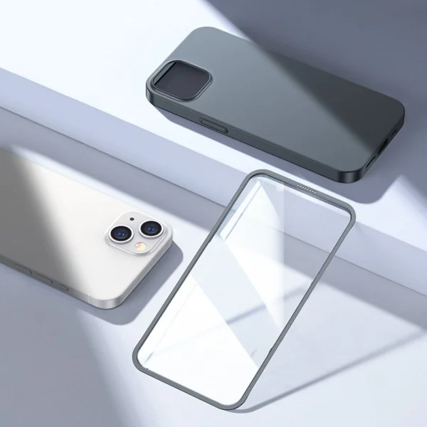 Joyroom 360 Full Case front and back cover for iPhone 13 + tempered glass screen protector grey (JR-BP927 tranish)eng