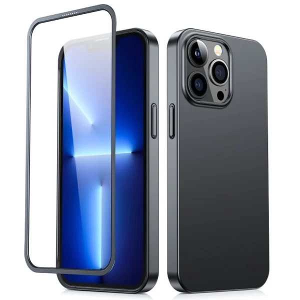 Joyroom 360 Full Case front and back cover for iPhone 13 Pro Max + tempered glass screen protector black (JR-BP928 black)eng