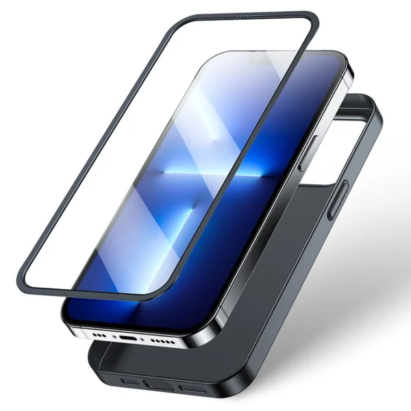 Joyroom 360 Full Case front and back cover for iPhone 13 Pro Max + tempered glass screen protector black (JR-BP928 black)eng