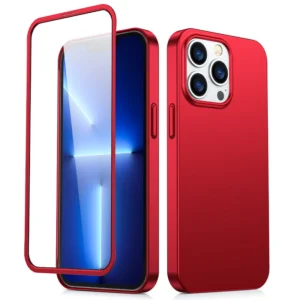Joyroom 360 Full Case front and back cover for iPhone 13 Pro Max + tempered glass screen protector red (JR-BP928 red)eng