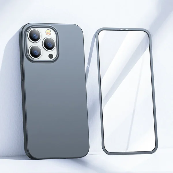 Joyroom 360 Full Case front and back cover for iPhone 13 Pro Max + tempered glass screen protector grey (JR-BP928 tranish)eng