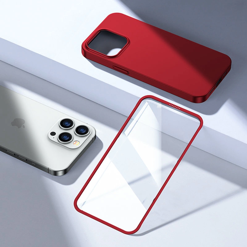 Joyroom 360 Full Case front and back cover for iPhone 13 Pro + tempered glass screen protector red (JR-BP935 red)eng