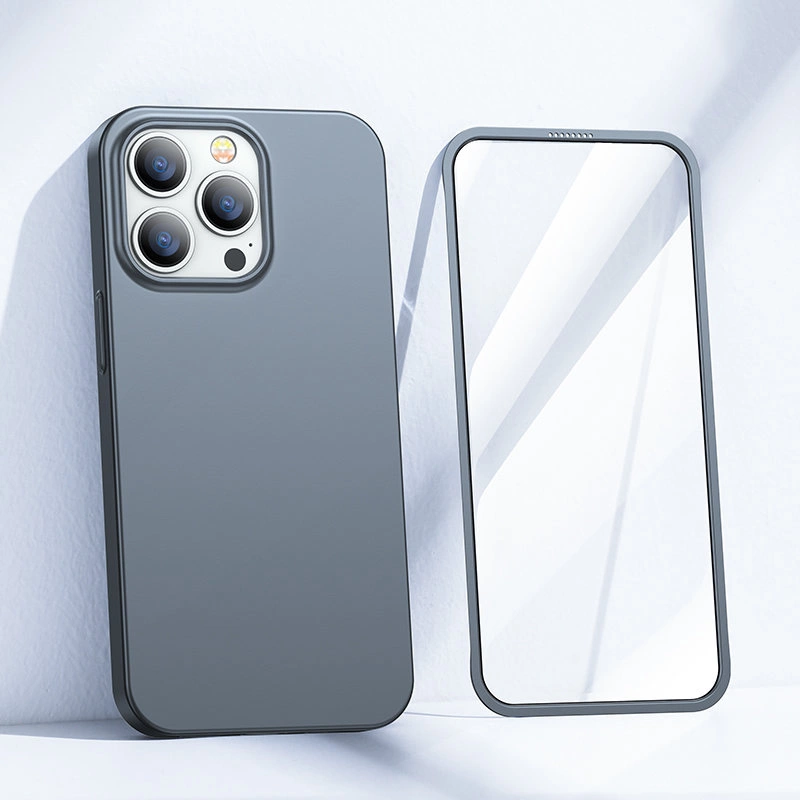 Joyroom 360 Full Case front and back cover for iPhone 13 Pro + tempered glass screen protector grey (JR-BP935 tranish)eng