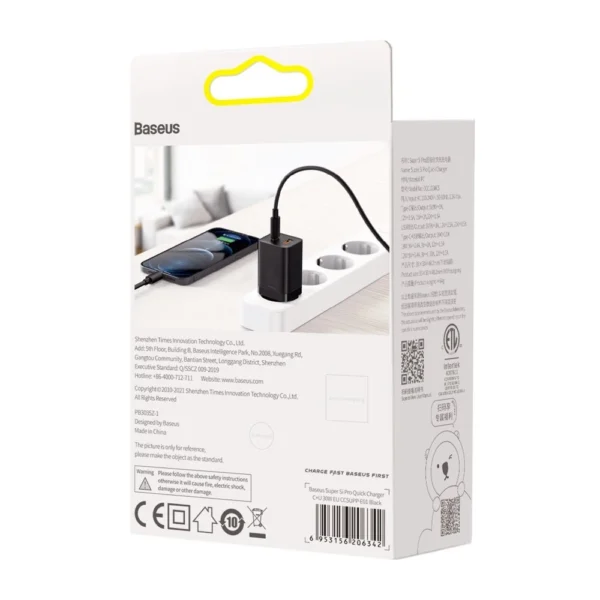 Baseus Super Si Pro fast charger USB / USB Type C 30W Power Delivery Quick Charge black (CCSUPP-E01)eng