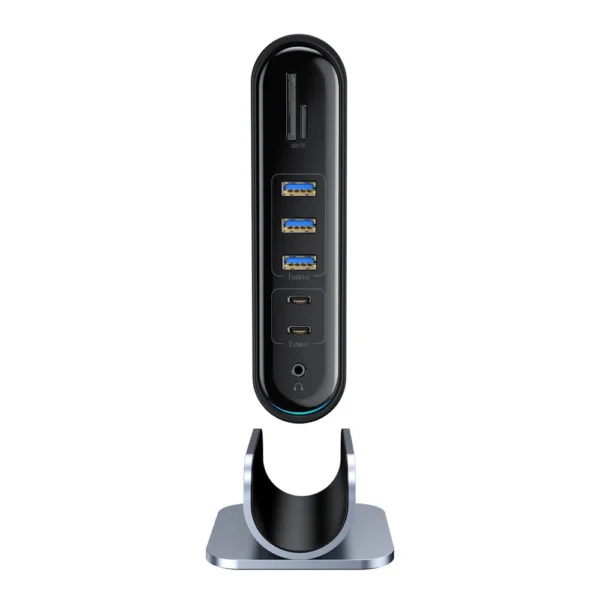 Baseus multifunctional HUB 3x USB 3.2 Gen 1 / 2x USB 2.0 / 2x USB Type C / SD and micro SD card reader / AUX / 3x HDMI / RJ45 1Gbps Power Delivery 100W (EU / CN / UK plugs) gray (CAHUB-DG0G)eng