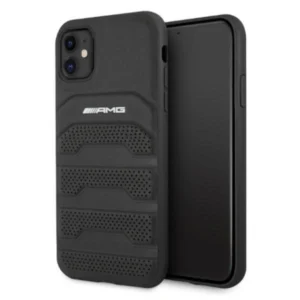 AMG AMHCN61GSEBK iPhone 11 6.1 "black / black hardcase Leather Debossed Lineseng