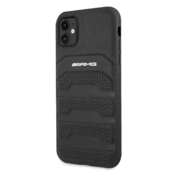 AMG AMHCN61GSEBK iPhone 11 6.1 "black / black hardcase Leather Debossed Lineseng
