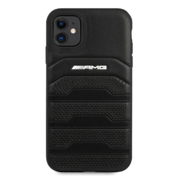 AMG AMHCN61GSEBK iPhone 11 6.1 "black / black hardcase Leather Debossed Lineseng