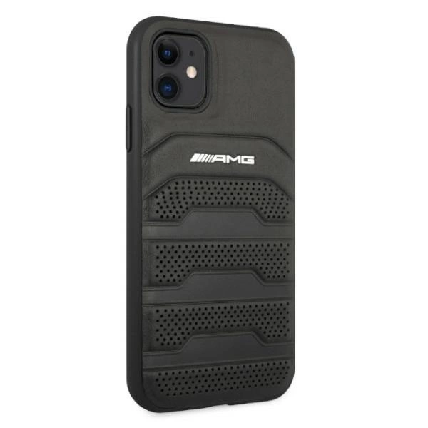 AMG AMHCN61GSEBK iPhone 11 6.1 "black / black hardcase Leather Debossed Lineseng