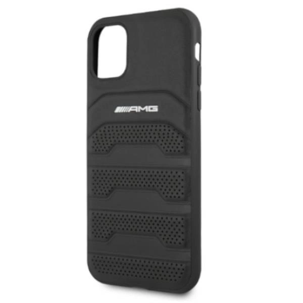 AMG AMHCN61GSEBK iPhone 11 6.1 "black / black hardcase Leather Debossed Lineseng