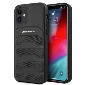 AMG AMHCP12SGSEBK iPhone 12 mini 5,4" czarny/black hardcase Leather Debossed Lineseng