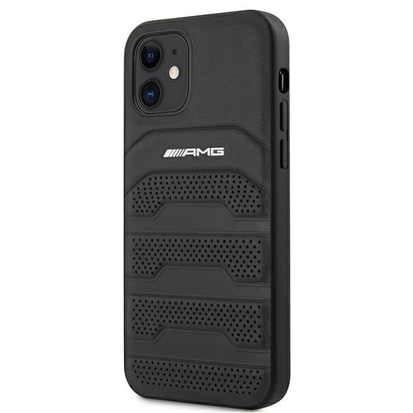 AMG AMHCP12SGSEBK iPhone 12 mini 5,4" czarny/black hardcase Leather Debossed Lineseng