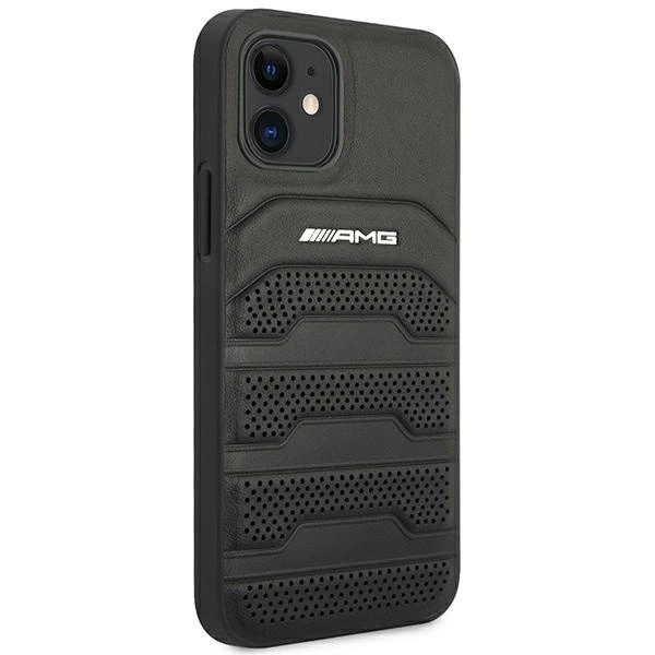 AMG AMHCP12SGSEBK iPhone 12 mini 5,4" czarny/black hardcase Leather Debossed Lineseng
