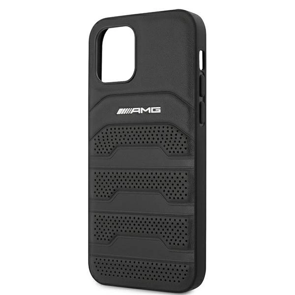 AMG AMHCP12SGSEBK iPhone 12 mini 5,4" czarny/black hardcase Leather Debossed Lineseng