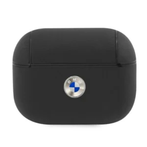 BMW BMAPSSLBK AirPods Pro cover czarny/black Geniune Leather Silver Logoeng