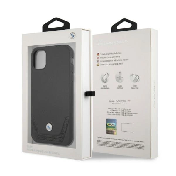 Etui BMW BMHCN61RSWPK iPhone 11 6,1" / Xr czarny/black hardcase Leather Perforateeng