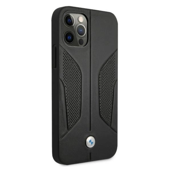 Etui BMW BMHCP12LRSCSK iPhone 12 Pro Max 6,7" czarny/black hardcase Leather Perforate Sideseng