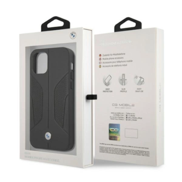 Etui BMW BMHCP12LRSCSK iPhone 12 Pro Max 6,7" czarny/black hardcase Leather Perforate Sideseng