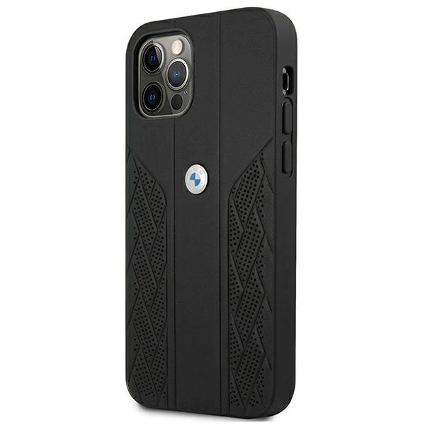 Etui BMW BMHCP12LRSPPK iPhone 12 Pro Max 6,7" czarny/black hardcase Leather Curve Perforateeng