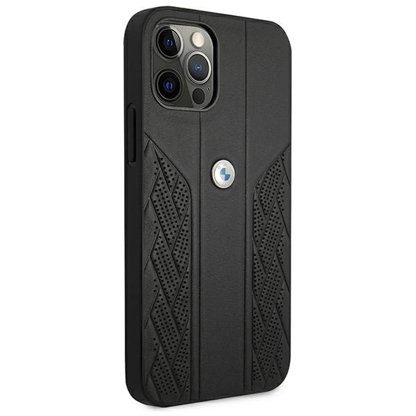 Etui BMW BMHCP12LRSPPK iPhone 12 Pro Max 6,7" czarny/black hardcase Leather Curve Perforateeng