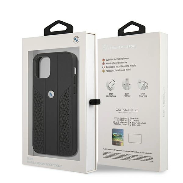 Etui BMW BMHCP12LRSPPK iPhone 12 Pro Max 6,7" czarny/black hardcase Leather Curve Perforateeng