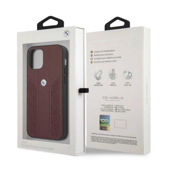 Etui BMW BMHCP12LRSPPR iPhone 12 Pro Max 6,7" czerwony/red hardcase Leather Curve Perforateeng