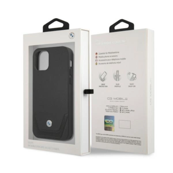 Etui BMW BMHCP12LRSWPK iPhone 12 Pro Max 6,7" czarny/black hardcase Leather Perforateeng