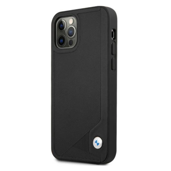 Etui BMW BMHCP12MRCDPK iPhone 12/12 Pro 6,1" czarny/black hardcase Leather Debosseng