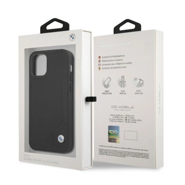 Etui BMW BMHCP12MRCDPK iPhone 12/12 Pro 6,1" czarny/black hardcase Leather Debosseng