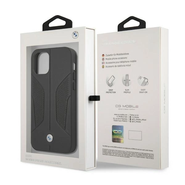 Etui BMW BMHCP12MRSCSK iPhone 12/12 Pro 6,1" czarny/black hardcase Leather Perforate Sideseng