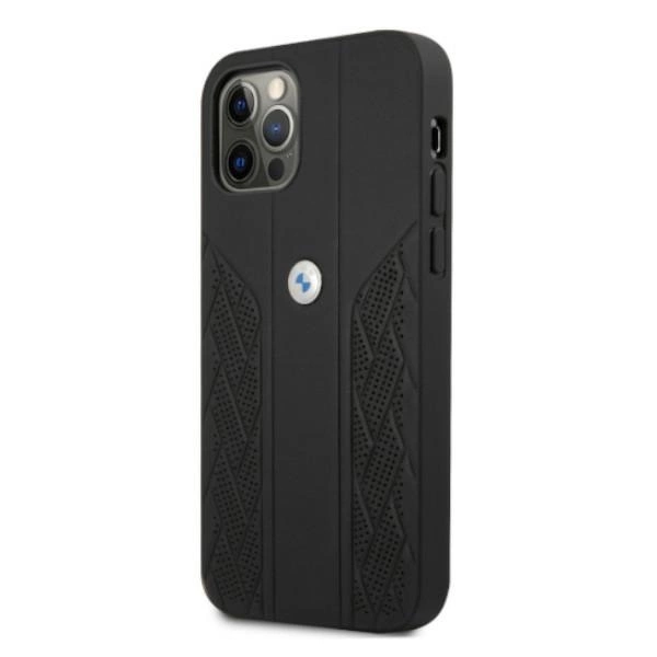Etui BMW BMHCP12MRSPPK iPhone 12/12 Pro 6,1" czarny/black hardcase Leather Curve Perforateeng