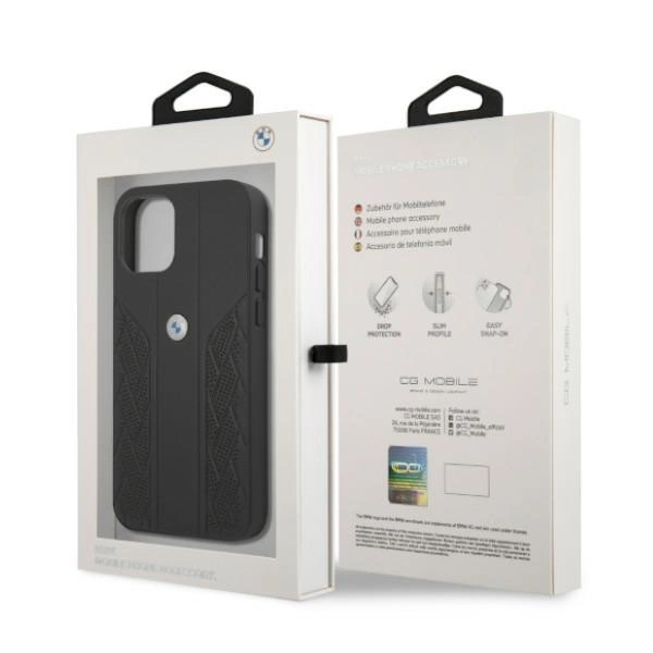 Etui BMW BMHCP12MRSPPK iPhone 12/12 Pro 6,1" czarny/black hardcase Leather Curve Perforateeng