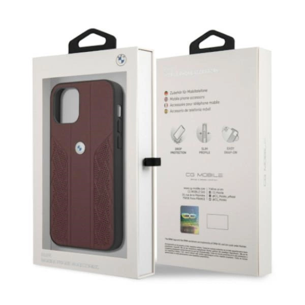 Etui BMW BMHCP12MRSPPR iPhone 12/12 Pro 6,1" czerwony/red hardcase Leather Curve Perforateeng