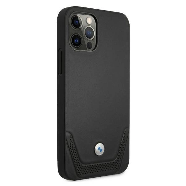 Etui BMW BMHCP12MRSWPK iPhone 12/12 Pro 6,1" czarny/black hardcase Leather Perforateeng