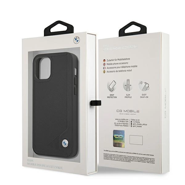 Etui BMW BMHCP12SRCDPK iPhone 12 mini 5,4" czarny/black hardcase Leather Debosseng