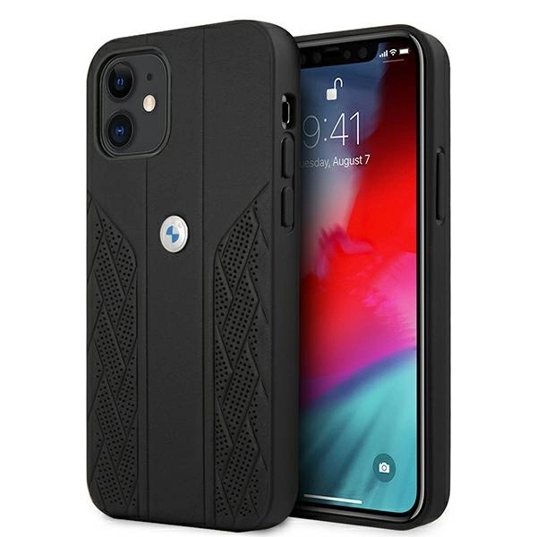 Etui BMW BMHCP12SRSPPK iPhone 12 mini 5,4" czarny/black hardcase Leather Curve Perforateeng