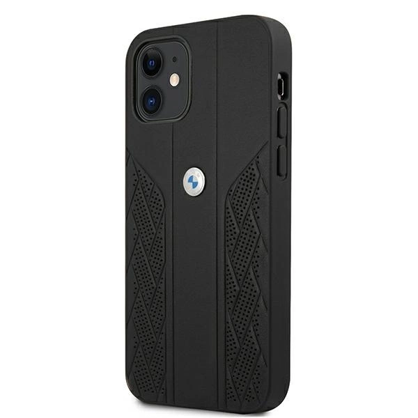 Etui BMW BMHCP12SRSPPK iPhone 12 mini 5,4" czarny/black hardcase Leather Curve Perforateeng