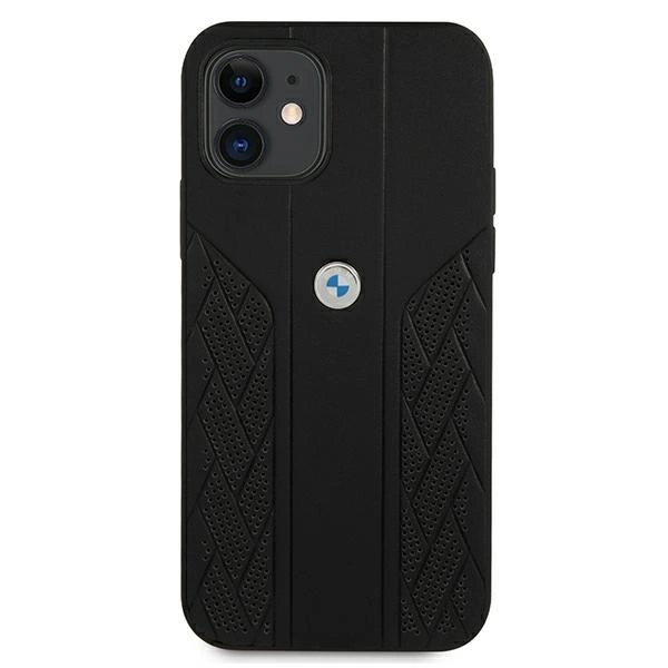 Etui BMW BMHCP12SRSPPK iPhone 12 mini 5,4" czarny/black hardcase Leather Curve Perforateeng